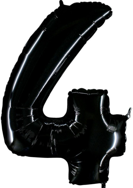 Folienballon - Zahl 4: Schwarz - ø 102cm